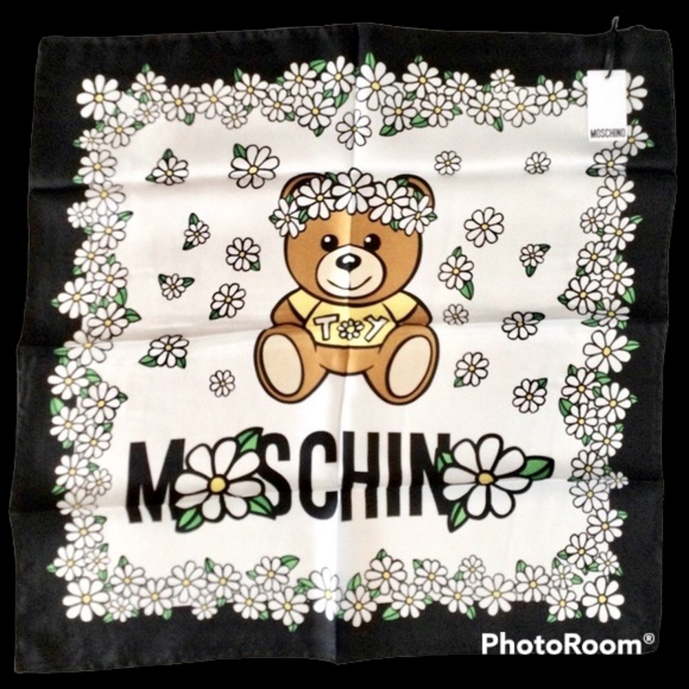 Moschino Toy silk small scarf. NWT
